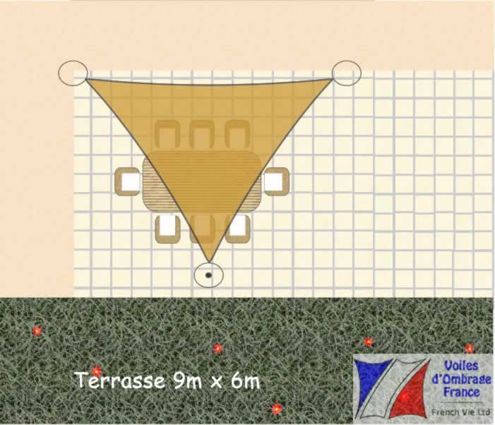Voile d'ombrage triangulaire 5m
