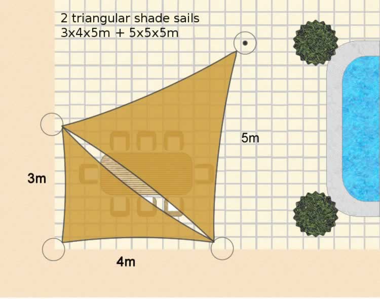 Two triangular shade sails